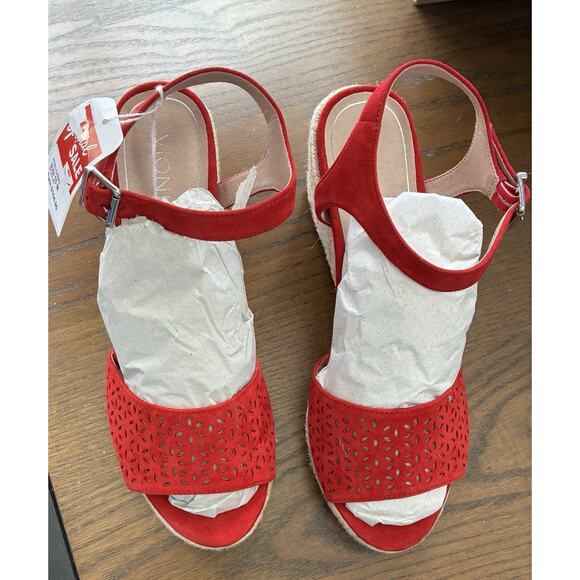 NWOB Vionic Women's Tulum Ariel Cherry Red Wedge Sandal Size 10 Open Toes - Picture 8 of 8